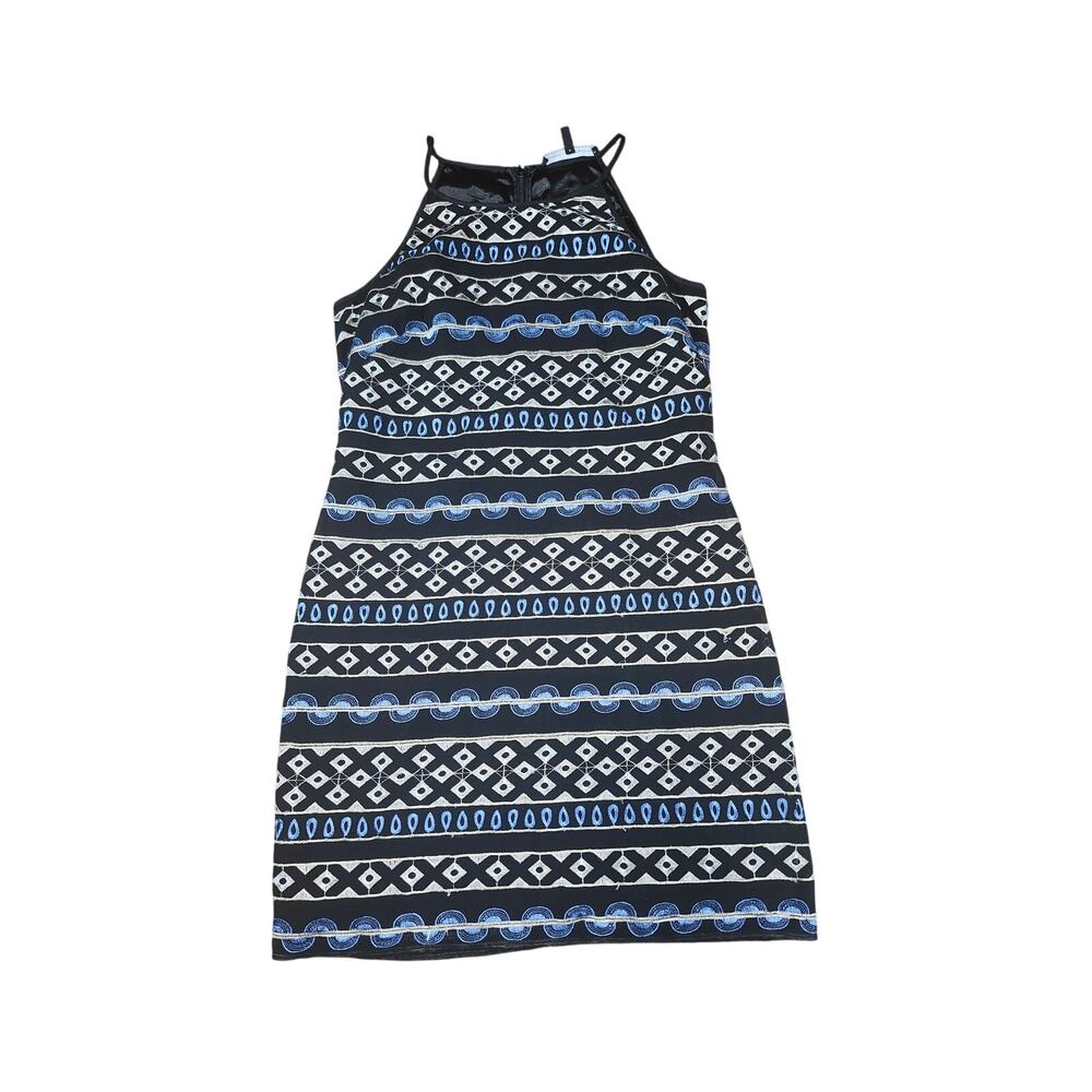 White House Black Market Knee Length Cocktail Dress Sz 6 Geometric Embroidered